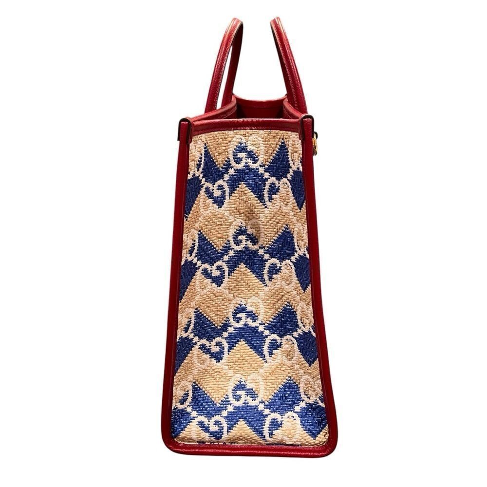 GUCCI
Raffia GG Monogram Hamptons Tote Bag Beige Blue - Picture 6 of 11